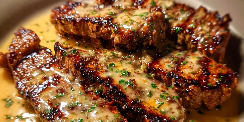 Grilled Steak with Creamy Herb Sauce