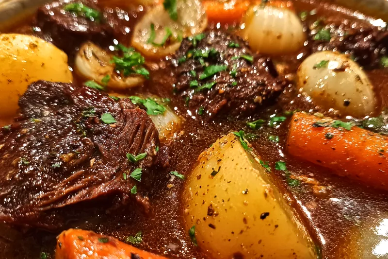 Cooking process for Hearty Beef and Vegetable Stew