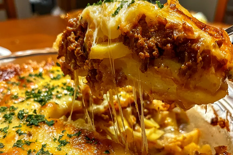 Cooking process for Hearty Beef Cheese Casserole