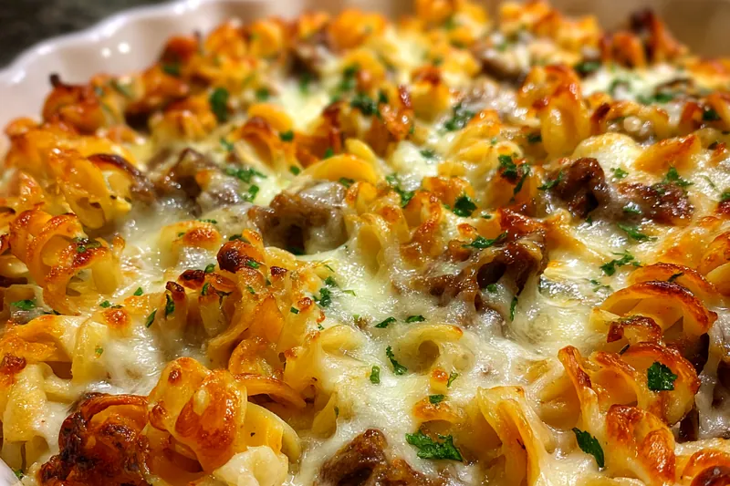 Fresh ingredients for Hearty Beef Noodle Casserole