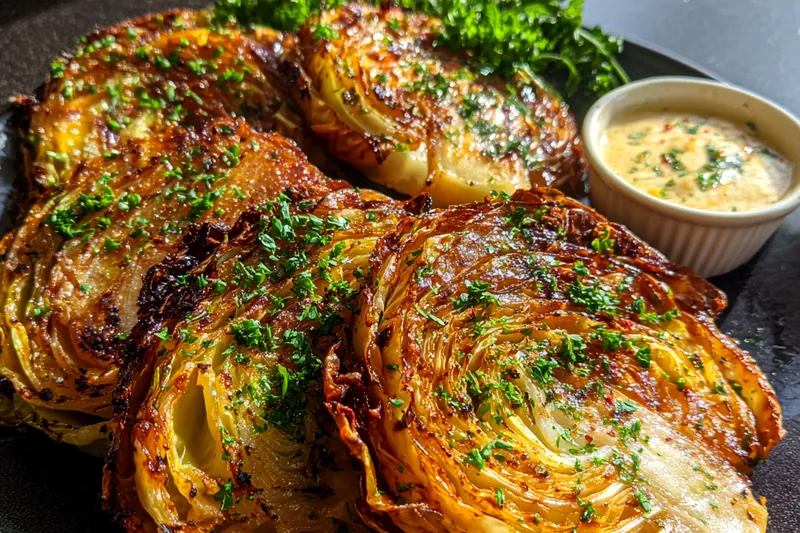Fresh ingredients for Herb Roasted Cabbage Steaks