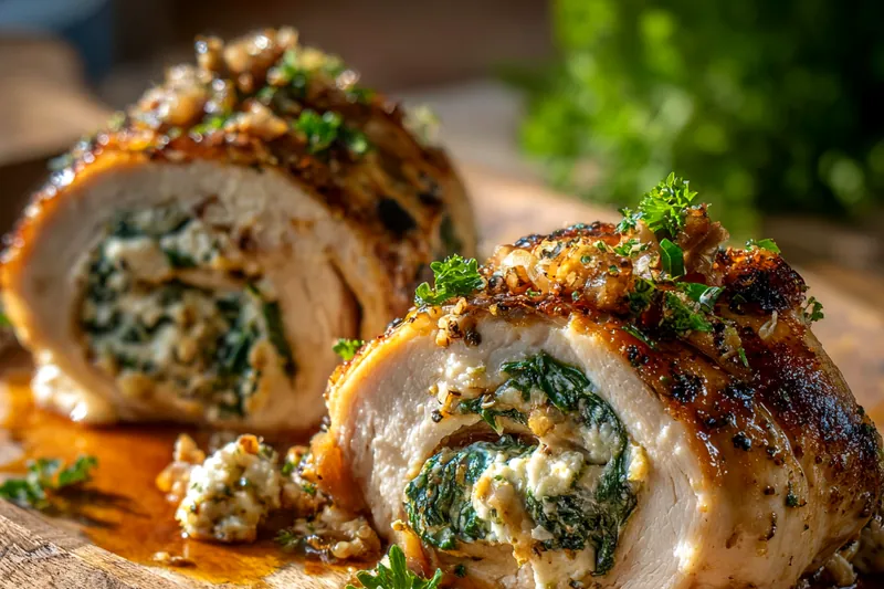 Fresh ingredients for Savory Herbed Chicken Rolls laid out on a kitchen countertop.