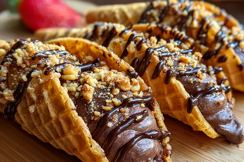 Cooking process for Homemade Chocolate Waffle Tacos