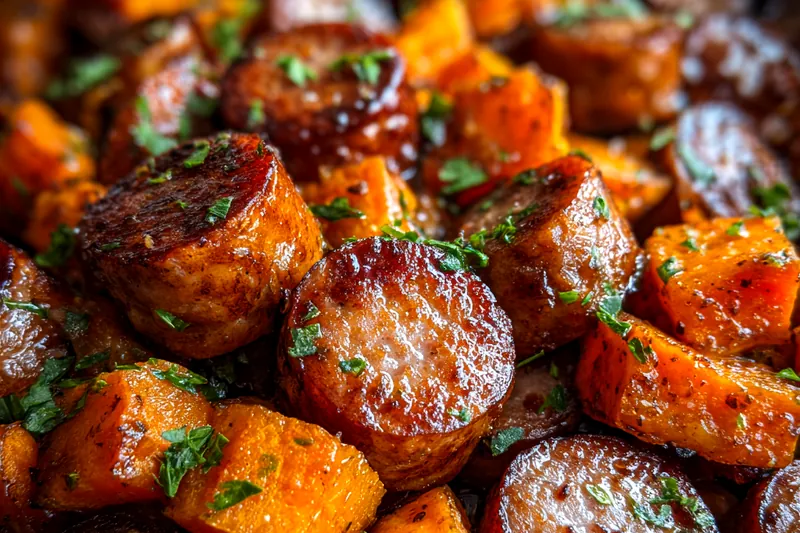 Fresh ingredients for Honey Garlic Sausage Potatoes