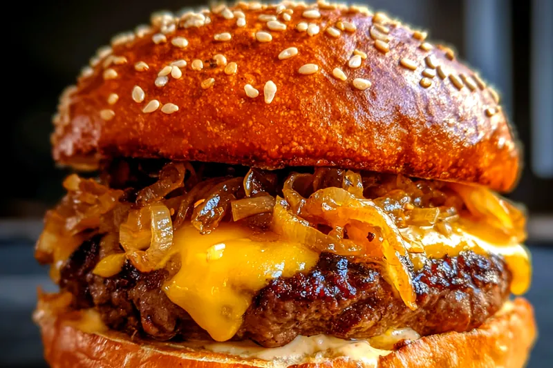 Cooking process for Juicy Onion Cheeseburger Delight