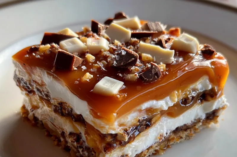 Cooking process for Layered Caramel Nut Delight