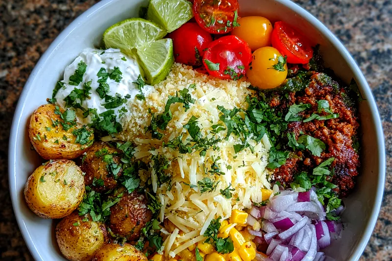 Cooking process for Loaded Potato Taco Bowl