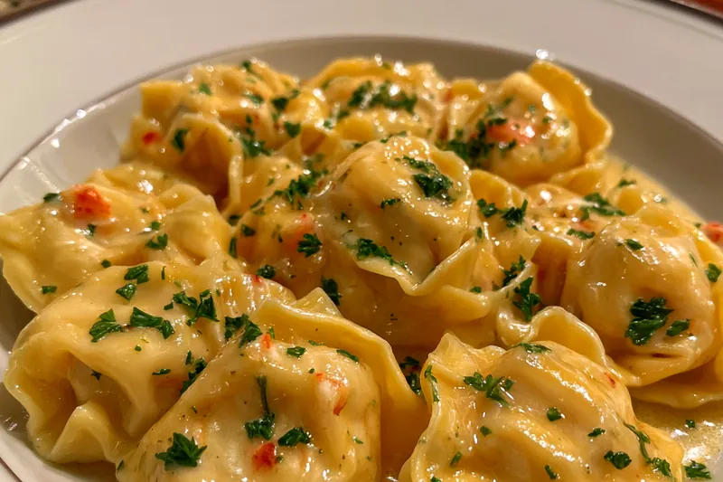 Cooking process for Lobster Ravioli Lemon Sauce