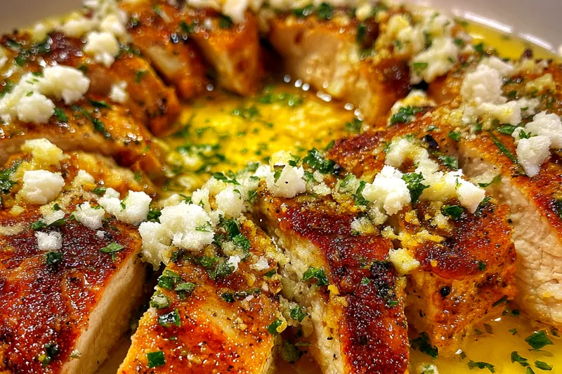 Cooking process for Mediterranean Lemon Herb Chicken with Crumbled Feta