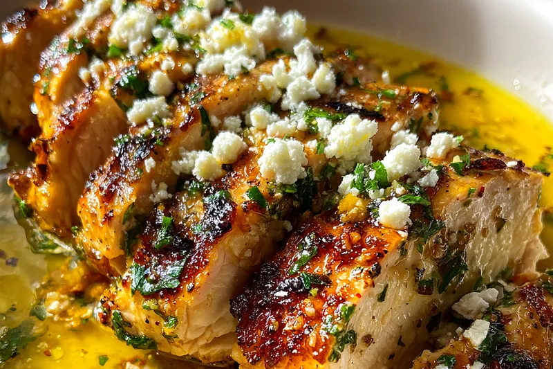Fresh ingredients for Mediterranean Lemon Herb Chicken with Crumbled Feta
