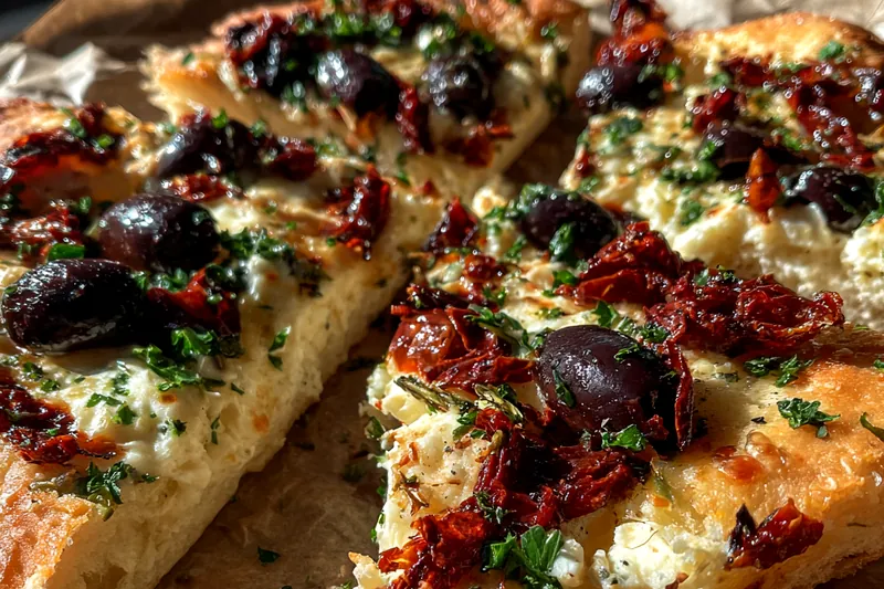 Cooking process for Mediterranean Olive Flatbread