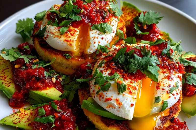 Cooking process for Mexican Style Poached Eggs