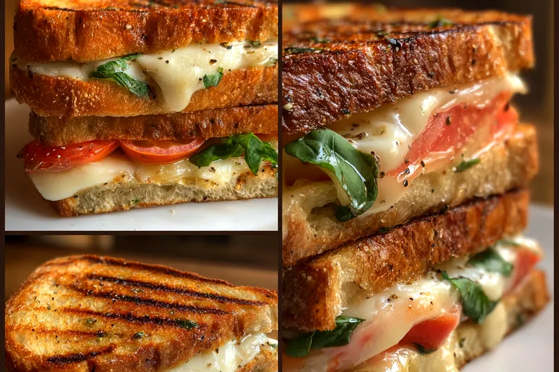 Cooking process for Peach Basil Grilled Sandwich