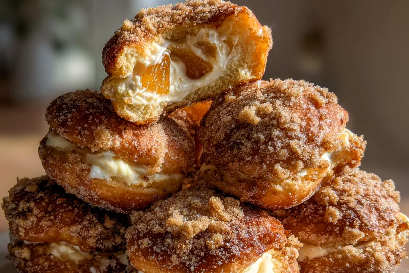 Cooking process for Peach Cheesecake Donuts