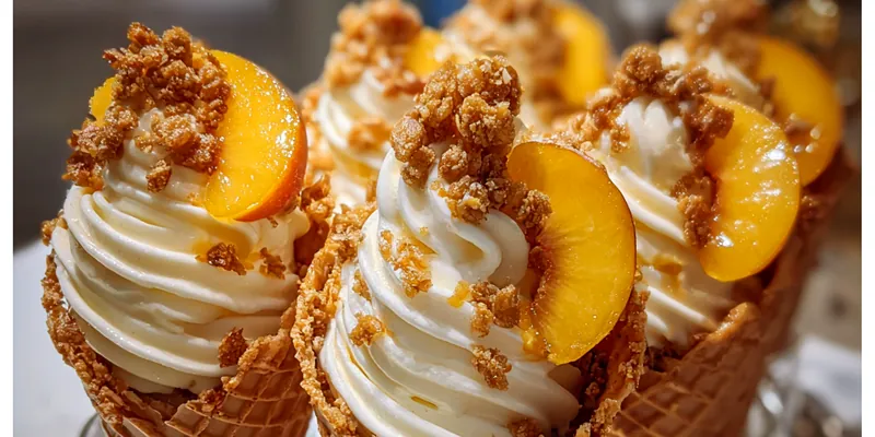 Peach Cobbler Cheesecake Cones