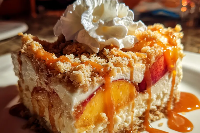 Cooking process for Peach Cobbler Cheesecake Delight