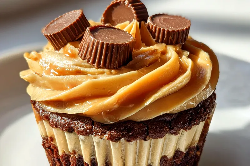 Cooking process for Peanut Butter Brownie Cupcakes