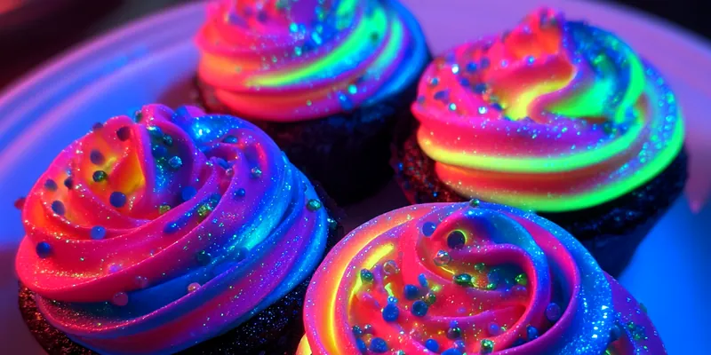 Radiant Neon Glow Cupcakes
