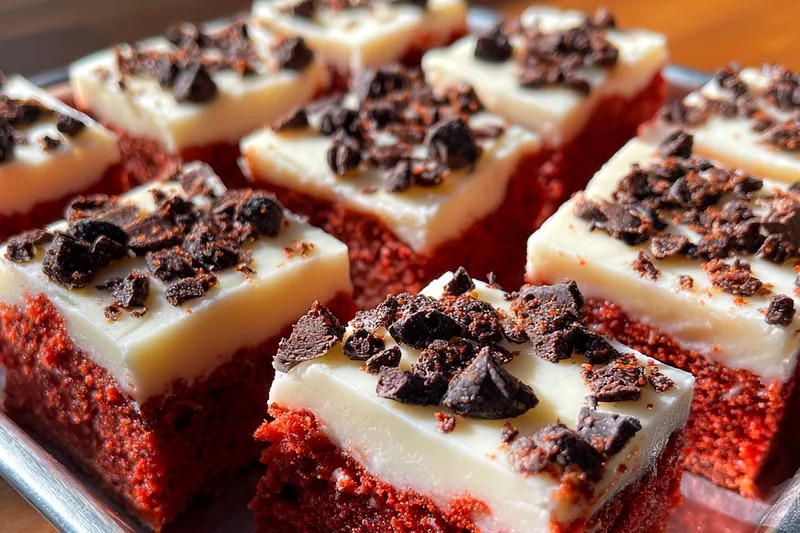 Fresh ingredients for Red Velvet Chocolate Squares