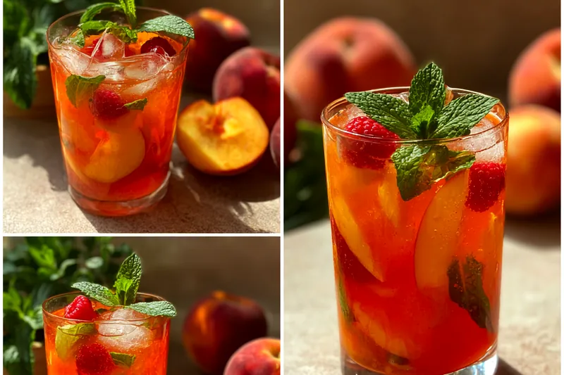 Fresh ingredients for Refreshing Peach Raspberry Lemonade