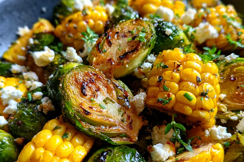 Cooking process for Roasted Corn Brussels Mix