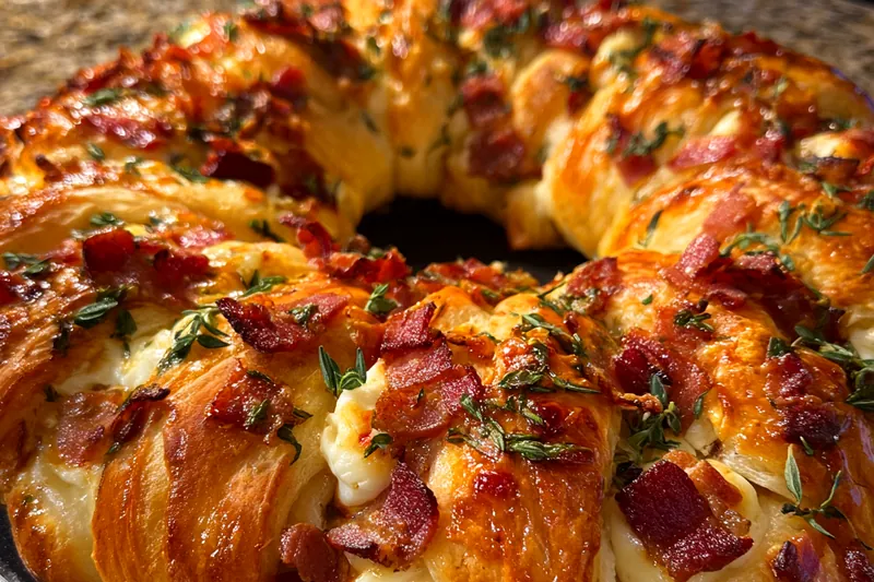 Fresh ingredients for Savory Bacon Cheese Wreath