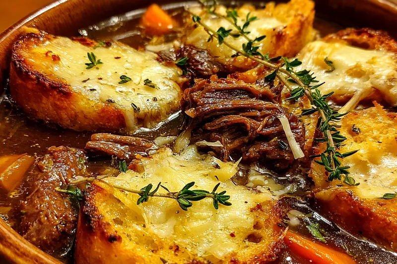 Fresh ingredients for Savory Beef Cheese Soup