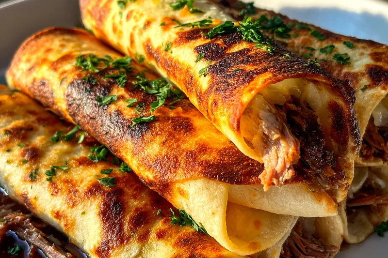 Cooking process for Savory Beef Tortilla Rollups