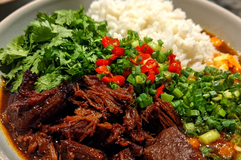 Fresh ingredients for Savory Braised Beef Bowl