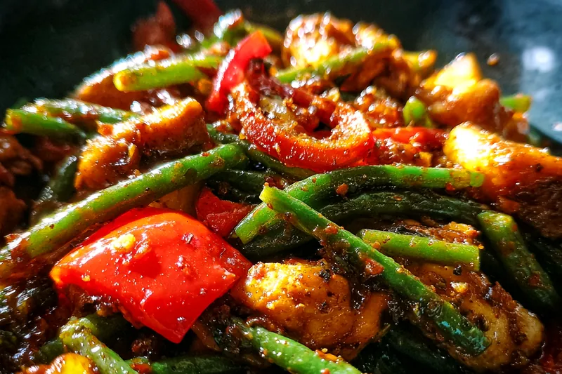 Fresh ingredients for Savory Chicken Bean Stir-Fry