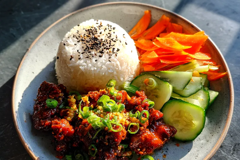 Fresh ingredients for Savory Glazed Chicken Bowl