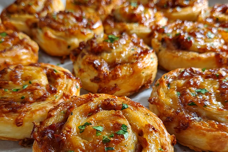 Cooking process for Savory Ham Cheese Pinwheels