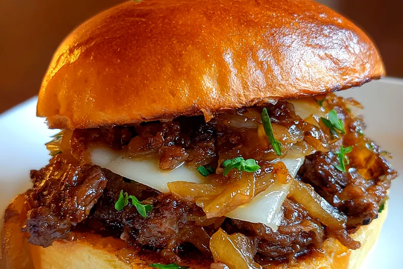 Fresh ingredients for Savory Onion Beef Sandwich