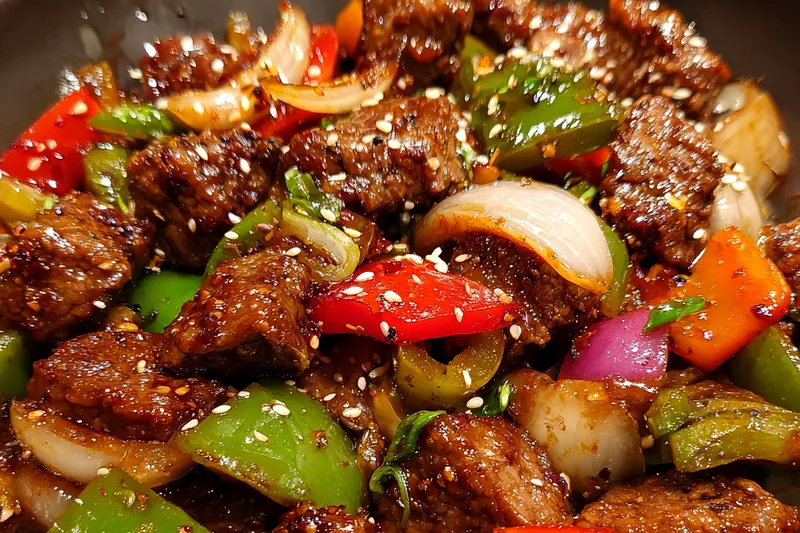 Fresh ingredients for Savory Pepper Beef Stir-Fry