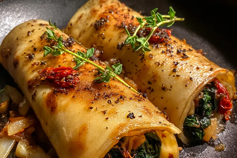 Cooking process for Savory Spinach Tomato Rolls
