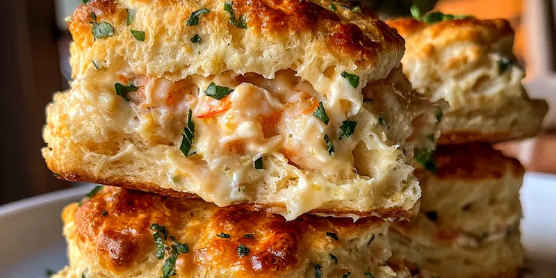 Shrimp and Herb Biscuit Stacks