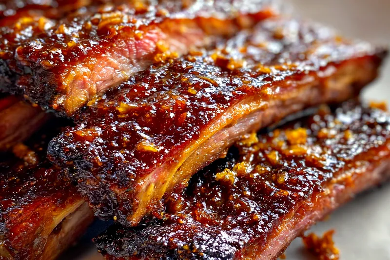 Cooking process for Smoky Glazed Barbecue Ribs