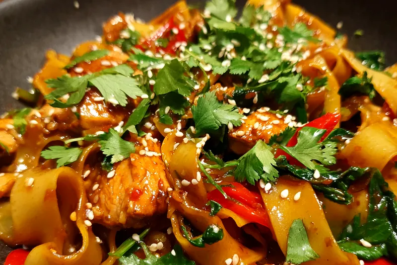 Fresh ingredients for Spicy Chicken Noodle Bowl