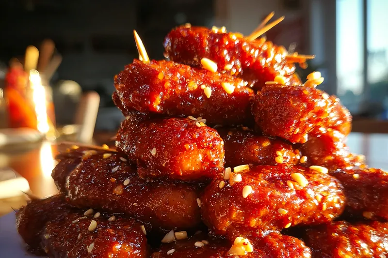 Cooking process for Spicy Honey Garlic Sausages