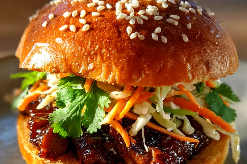 Cooking process for Spicy Korean BBQ Sandwich