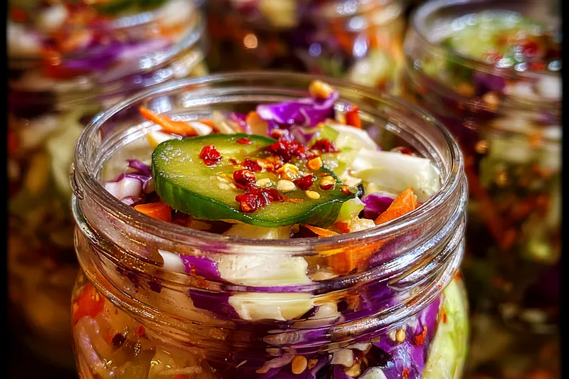 Fresh ingredients for Spicy Pickle Slaw Delight