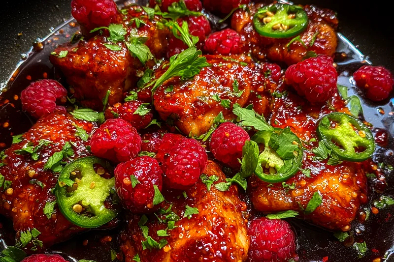 Fresh ingredients for Spicy Raspberry Glazed Chicken