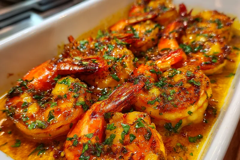 Fresh ingredients for Spicy Shrimp Bake with Herbs
