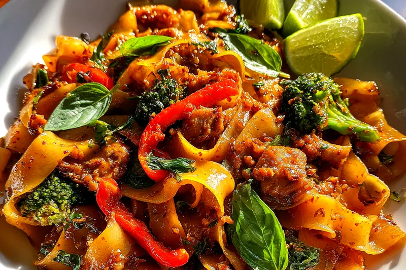 Cooking process for Spicy Thai Noodle Stir-Fry