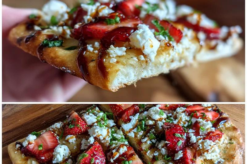 Fresh ingredients for Strawberry Balsamic Flatbread Delight