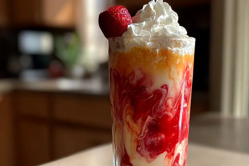 Fresh ingredients for Strawberry Cream Float