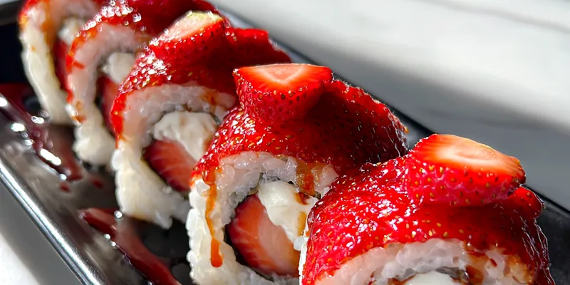 Strawberry Cream Sushi Rolls