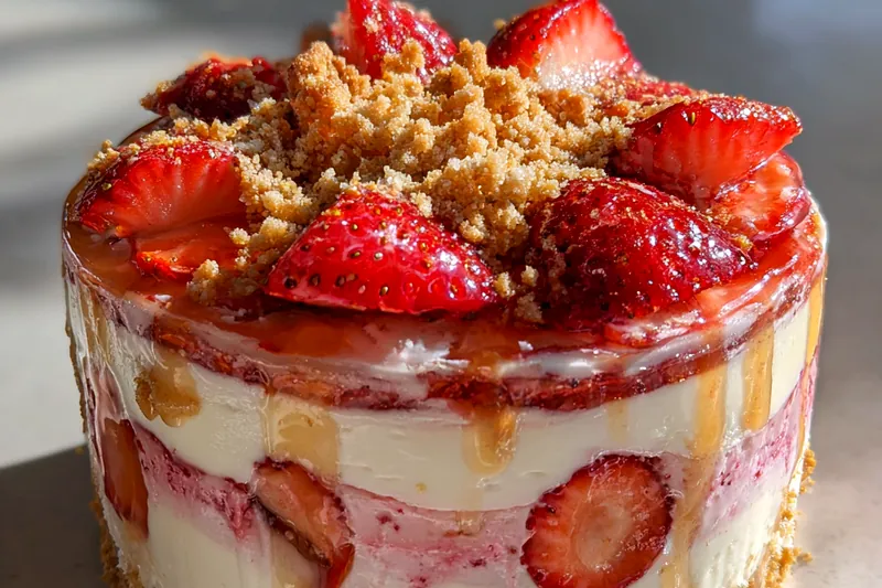 Fresh ingredients for Strawberry Crunch Layer Cake