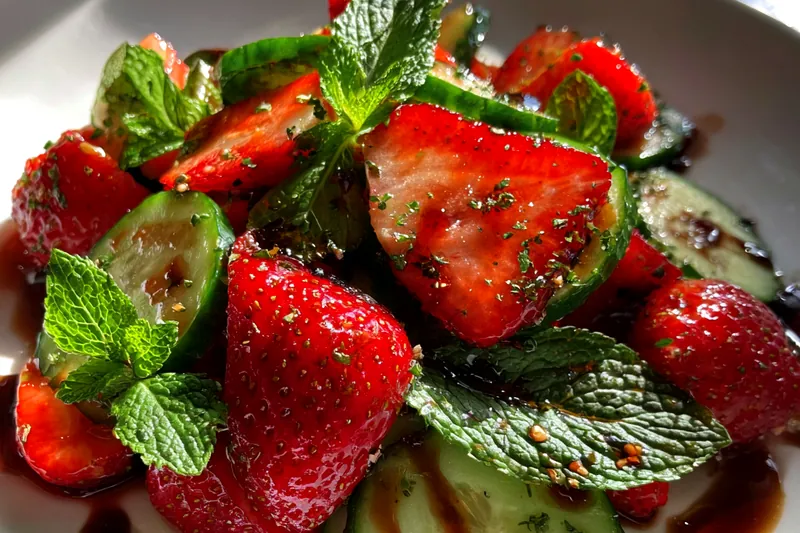Cooking process for Strawberry Cucumber Mint Salad