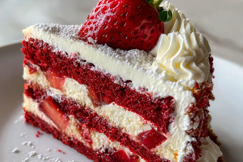 Cooking process for Strawberry Red Velvet Layer Cake